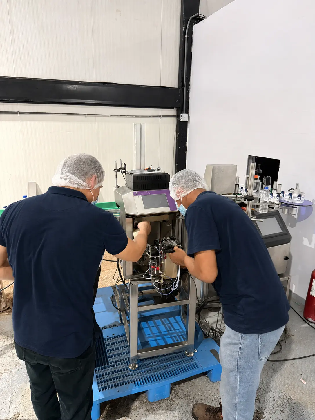 Visita técnica de BVCP durante la instalación de un equipo en línea de producción
